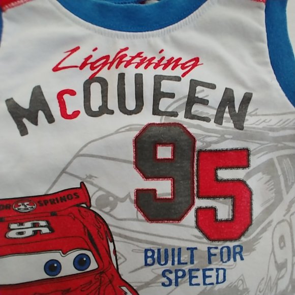 Disney Lightning McQueen Racecar 95 Cars Sleeveless Tank Top 2T Built for Speed - Picture 4 of 11